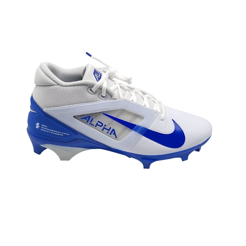Nike Alpha Menace 4 Pro Football Cleats Mens 9 White Blue FD7037-103‎